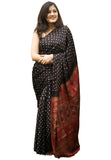 Gosriki Women'S Black Georgette Printed Saree With Blouse Piece (Satemina-Black-Go_Free Size),Black,,B0BBW1HCS2