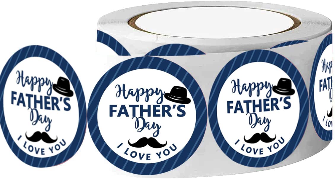 Happy Father's Day Envelope Seals Labels Stickers Party,2 Inch Father's Day Gift Wrap Circle Labels for Party Favor,500 Stickers