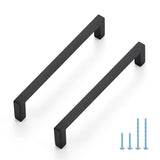 JOY DECOR 10 Pack Cabinet Pulls - Slim Square Bar, 5 Inch Hole Center, Matte Black Solid Build | Modern Look | Easy Install | fi