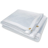 8 x 20FT Outdoor Clear Tarp Curtain Waterproof Wind-Proof 24 Mil Transparent Vinyl Tarp for Patio Pergola Garden Canopy Rainproo
