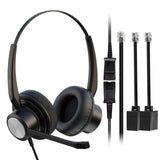 Wired Call Center Desk Phone Headset with Noise Cancelling Microphone & U10P QD Cable, Office RJ9/RJ11 Telephone Headset Works f