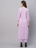 Anni Designer Women'S Cotton Blend Straight Printed Kurta With Pant (Gulika Purple-Nw_M_Purple_Medium),Purple,M,Cotton Blend,Regular,Kurta & Palazzo Set