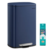 SONGMICS 13 Gallon (50 L) Trash Can, Stainless Steel Kitchen Garbage Can, Recycling or Waste Bin, Soft Close, Step-On Pedal, Rem