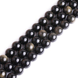 GEM-Inside Gold Obsidian Gemstone Loose Beads Natural 14mm Round Crystal Energy Stone Power for Jewelry Making 15