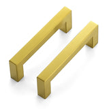 JOY DECOR 6 Pack Cabinet Handles, Gold Cabinet Pulls, 3-3/4 Inch Kitchen Closet Handles Square Drawer Pulls Stainless Steel Draw