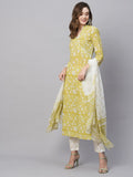 Gosriki Women'S Cotton Blend Straight Printed Kurta With Pant & Dupatta (Avni Green-Gs_Xxl_Green_Xx-Large),Green,2,B0C6GX13B2