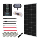 Renogy 100 Watt 12 Volt Off Grid Solar Premium Kit with Monocrystalline Solar Panel and 20A MPPT Rover Controller black