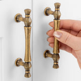 ASKANO 30 Pack 3 Inch Hole Centers, Antique Brass Cabinet Pulls Vintage Brass Cabinet Handles Brass Kitchen Hardware for Cabinet