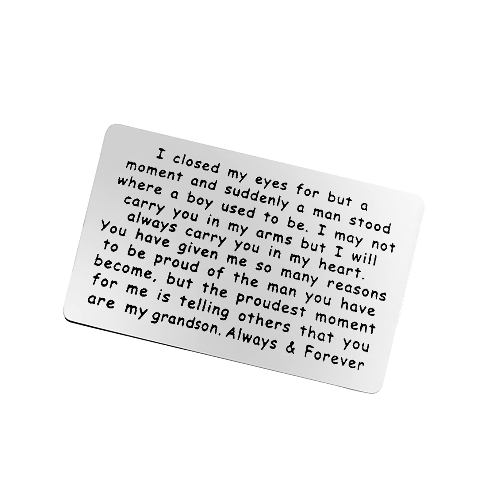 Jielahua Grandson Gifts from Grandma Grandpa Inspirational Gift for Grandson Engraved Wallet Insert Card Motivational Gifts Grad