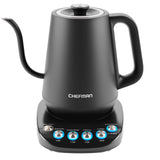 Chefman TrueTemp Precision Control Gooseneck Kettle Internal Custom Temperature Control and 6 One-Touch Presets Boil-Dry Protection Auto Shut-Off for Safety For Pour Over Coffee and Tea Black-New