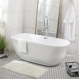 Elegant Decor Indoor Modern 67 Inch Soaking Bathtub In Glossy White - 67X30.7X23