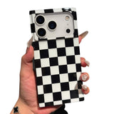 RoyMonkey Checkered Strong Magnetic Case for iPhone 17 Pro Max Compatible with MagSafe - Rectangular Checker Checkerboard Patter