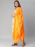 Anni Designer Women'S Cotton Blend Embroidered Floral Printed Straight Kurta With Pant & Dupatta (Litup-Orange-Nw2_L_Orange_Large),Orange,L,Cotton Blend,Regular,Dupatta
