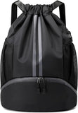 Layzoo Drawstring Gym Bag For Men, Waterproof Drawstring Backpack For Women, Swim Bag With Shoes Compartment, Pull String Sport 