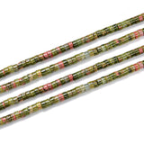 Adabele 43.5 Inch Natural Unakite Jasper Healing Gemstone 4mm x 2mm Small Heishi Tube Rondelle Beads Gem Stone Spacer (420-450pc