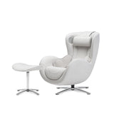 Nouhaus Classic Massage Chair with Ottoman. White Leather Lounge Chair, with Percussive & Shiatsu Chair Massager, Bluetooth Spea