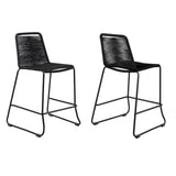 Armen Shasta 26 Outdoor Black Rope Stackable Counter Stool - Set of 2