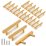 TooCust 20 Pack Brushed Brass Kitchen Cabinet Handles, Cabinet Pulls with 3-1/2 Inch (90mm) Hole Centers, Gold Dresser Handle wi