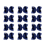 DEEKA 12 PCS 6 Big Hand-made Grosgrain Ribbon Hair Bow Alligator Clips Hair Accessories for Little Teen Toddler Girls - Navy B