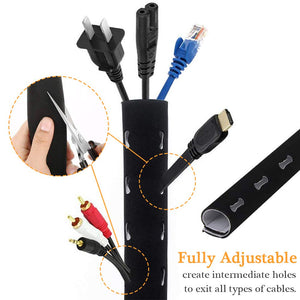 120 Neoprene Cable Management Organizer, Reversible Flexible Cuttable DIY Hole Cord Hider Cover Sleeve for Office TV Computer