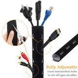 120 Neoprene Cable Management Organizer, Reversible Flexible Cuttable DIY Hole Cord Hider Cover Sleeve for Office TV Computer