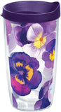 Tervis Watercolor Pansy Made in USA Double Walled Insulated Tumbler Travel Cup Keeps Drinks Cold & Hot, 16oz, Clear