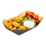 Restaurantware Bio Tek 1 Pound Food Boats 50 Disposable Paper Food Trays - Heavy-Duty Greaseproof Black Paper Food Boats For Sna