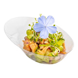Restaurantware 4 x 2.9 x 1.3 Inch Mini Tasting Dishes 100 Disposable Mini Dessert Dishes - Oval Ellipse Design Clear Plastic App
