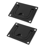 Bitray 2Pcs Recessed Flush Pull Handle 316 Stainless Steel Flush Ring Pull Handle Boat Hatch Pull Black (3.78 x 3.07inch)