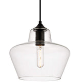 Elegant Lighting Living District Placido Collection Pendant D9.8 H9.3 Lt:1 Black And Clear Finish