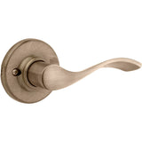 Kwikset Balboa Dummy Door Handle, Single Sided Lever for Closets, French Double Doors, and Pantry, Antique Brass Non-Turning Lef