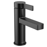 Moen Beric Matte Black Modern OneHandle Single Hole Bathroom Faucet with Drain Assembly and Optional Deckplate for Your Bath Si