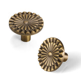 Yagman Brushed Antique Brass Cabinet Knobs 6 Pack Kitchen Vintage Round Sunflower Dresser Drawer Hardware Furniture Cupboard Han