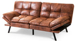 Opoiar Leather Futon Sofa Bed,Convertible Memory Foam Couch Bed,Futon Sets Daybed with Mattress Included,Folding Modern Sleeper 