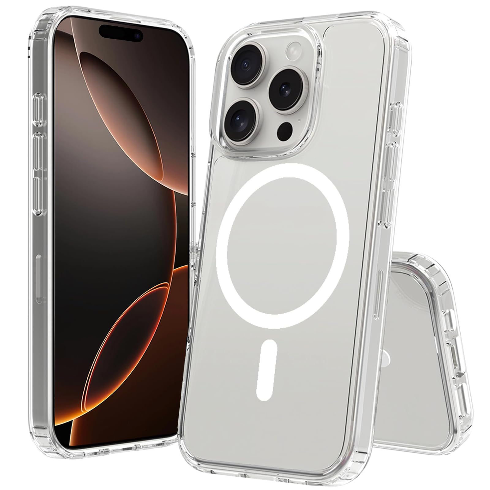PinLiSheng Magnetic for iPhone 16 Pro Case [Compatible with Magsafe] Shockproof Transparent Slim Phone Case for 16 Pro 6.7 Inch,
