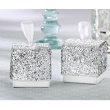 MYADDICTION 10pcs Glitter Silver Paper Boxes Wedding Party Bomboniere Candy Favor Favour