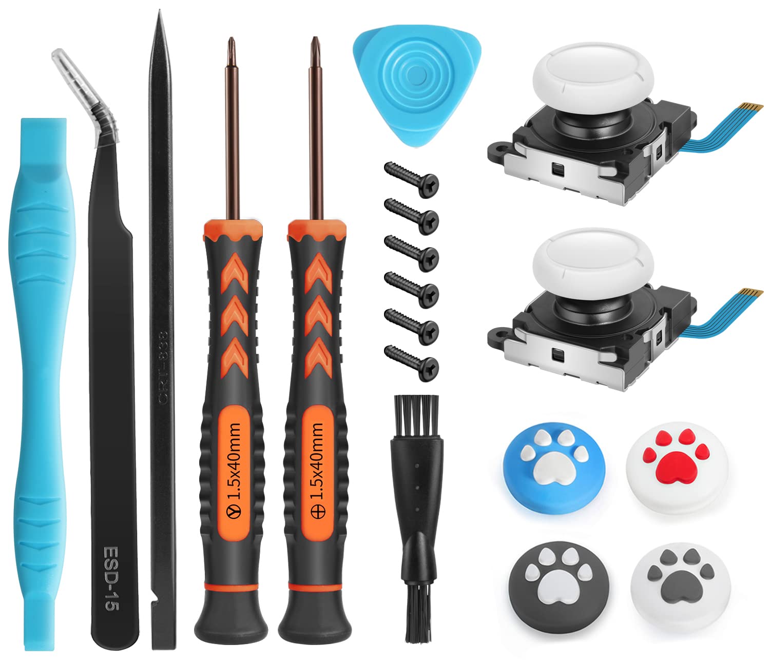 Joystick Replacement for Switch Lite - 19 in 1 OEM Analog Stick Thumbstick Parts Repair Tool Kit Accessories with Y00 Triwing Sc