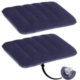Dangfly Navy Blue Inflatable Travel Pillow, Rectangular, Cotton Fill, Lightweight, Portable, Washable, Adjustable, Neck And Back
