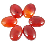 Loveliome 18x25 mm Oval Cabochons Flatback Crystal Healing Stone for Jewelry Making DIY Pack of 6, Red Agate