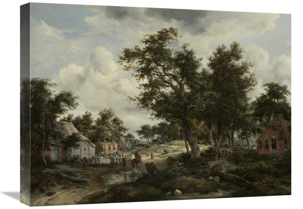 A Wooded Landscape With Travelers On A Path Through A Hamlet-Canvas Art-24X18