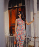 Anni Designer Women'S Rayon Blend Straight Printed Kurta With Pant (Vcm Blue-Vks01_Xl_Blue_X-Large),Blue,XL,,,