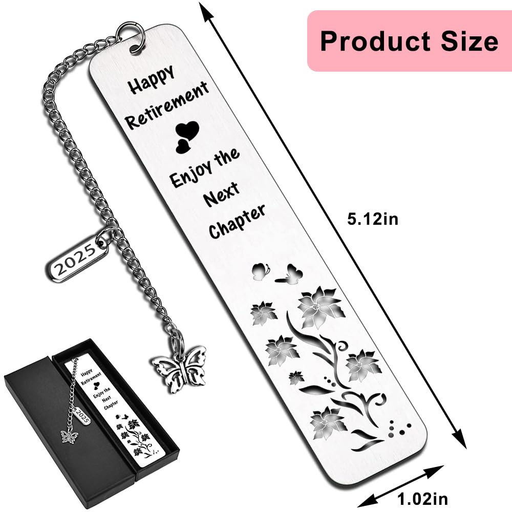 Quimoy Happy Retirement Bookmark 2025, Best Gifts for Retirement, Retirement Gift for Woman Coworker Employee Boss Leader Friend