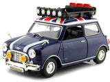 Motormax Toy 1961-1967 Morris RHD (Right Hand Drive) Dark Blue with British Flag on The Top and Roof Rack City Classics 1/18 Die