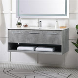 Elegant Decor Kasper 48 Single Porcelain Top Floating Bathroom Vanity In Gray