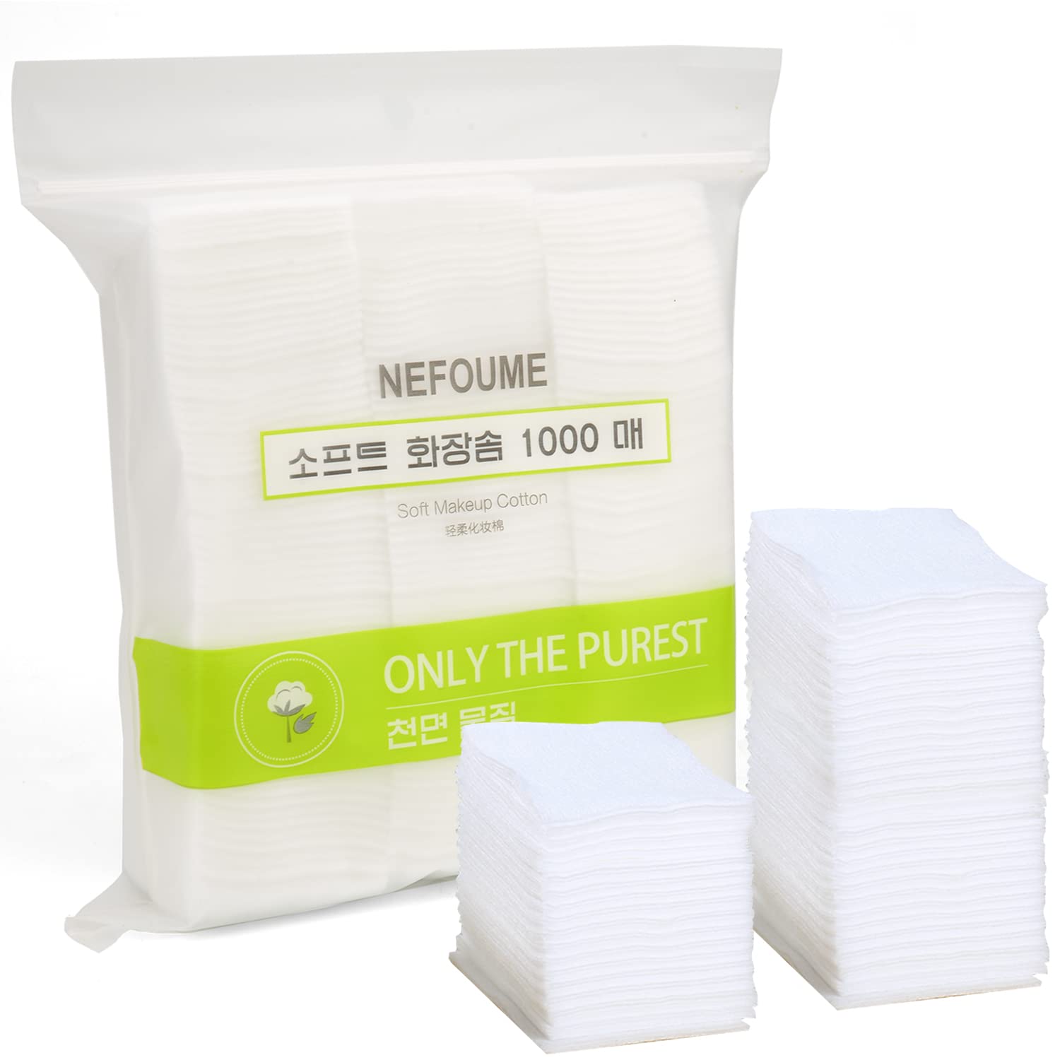 1000PCS Ultra Soft Thin Makeup Facial Cotton Pads, Nail Polish Remover Pads, Lint Free Nail Wipes Facial Eye Makeup Wipes, Squar