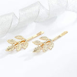 Olbye Leaf Hair Clip Dainty Gold Metal Barrette Hair Pin Bridal Hair Accessories Hair Holder For Women and Girls 2 Pcs