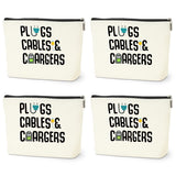 4 PCS Funny Cable Makeup Bag Charger Plugs Cosmetic Travel Storage Bag for Charging Cord Electronics Accessories Storage Gifts f