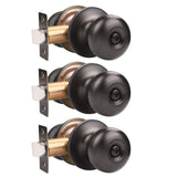 GOBEKOR 3 Pack Privacy Door Knobs Interior Oil Rubbed Bronze Door Knob with Lock Bedroom Door Knobs Interior Door Handles