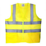 TR Industrial Neon Yellow Safety Vest, Front Zipper Knitted, 2Pocket, OSHA Approved, Size Large, Pack of 5