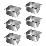 WantJoin Steam Table Hotel Pans 1/2 Half Size 4 Inch Deep 6 Pack, Stainless Steel Metal Tray Sets Food Storage Container for Res